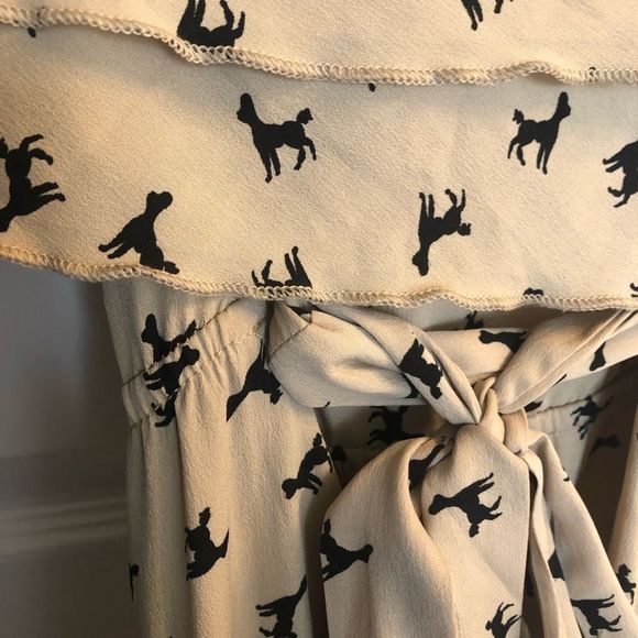 One Shoulder Dress, Poodle Print, Nude, Large - Picture 4 of 4